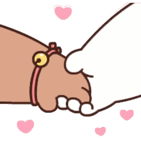 Cartoon Person Holding Hands With Hearts Sticker