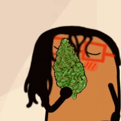 Cartoon Person Holding Marijuana Bud GIF