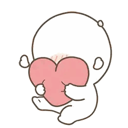 Cartoon Person Holding Pink Heart In Front Of Face Sticker