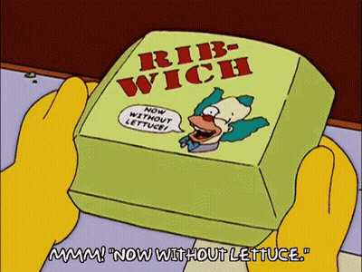 Cartoon Person Holding Ribwich Box With Clown GIF