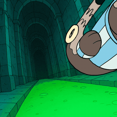 Cartoon Person Holding Stick With Letter O GIF