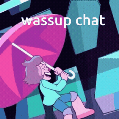 Cartoon Person Holding Umbrella Saying Wassup Chat GIF
