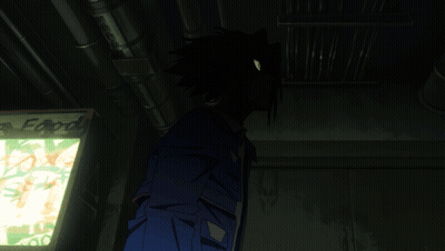 Cartoon Person In Dark Room With Orange Flames GIF