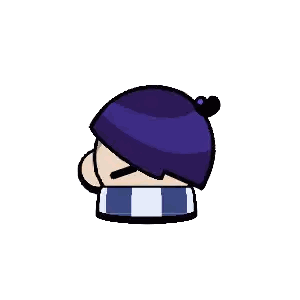 Cartoon Person In Purple Hat And Blue Scarf Sticker