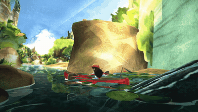 Cartoon Person In Red Kayak GIF