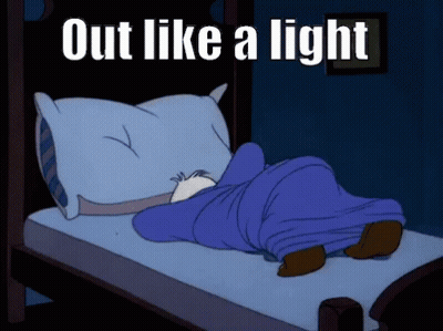 Cartoon Person Lying In Bed Saying Out Like A Light GIF