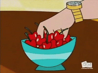 Cartoon Person Pouring Cherries Into Bowl GIF