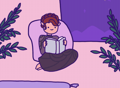Cartoon Person Reading Book On Couch GIF