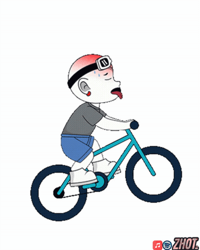 Cartoon Person Riding Bike With Word Zhout GIF