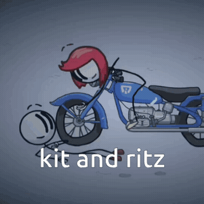 Cartoon Person Riding Motorcycle Kit And Ritz GIF