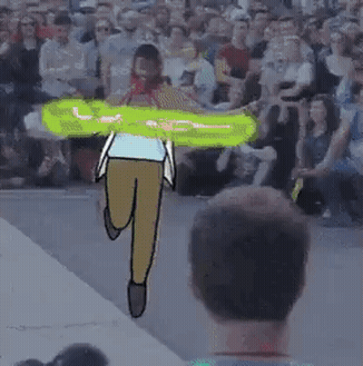 Cartoon Person Running With Green Object GIF