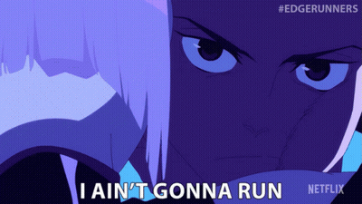 Cartoon Person Saying I Ain't Gonna Run GIF