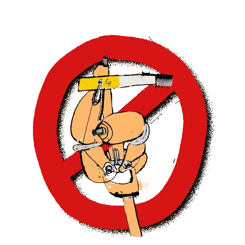 Cartoon Person Smoking No Smoking Sign Sticker
