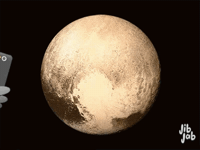 Cartoon Person Taking Photo Of Pluto With Cell Phone GIF