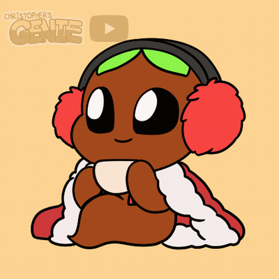 Cartoon Person Wearing Ear Muffs Saying Christopher's Genie GIF