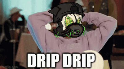 Cartoon Person Wearing Gas Mask With Drip Drip Above GIF