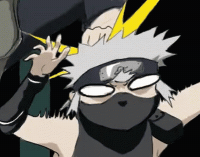 Cartoon Person Wearing Mask With Yellow Lightning Bolt GIF