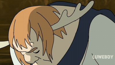 Cartoon Person With Antlers And Luwebdy GIF