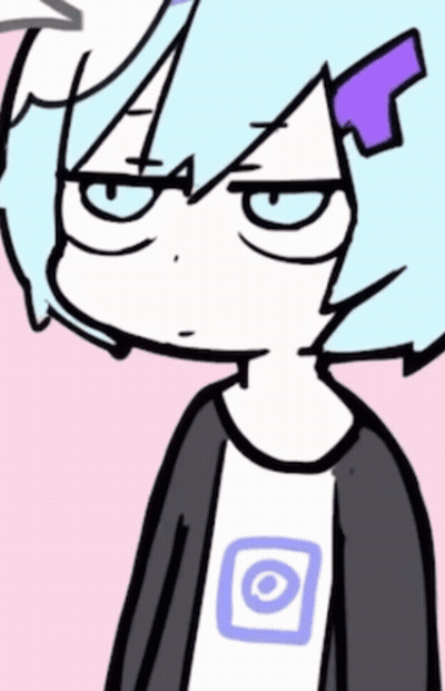 Cartoon Person With Blue Hair And Circle Shirt GIF