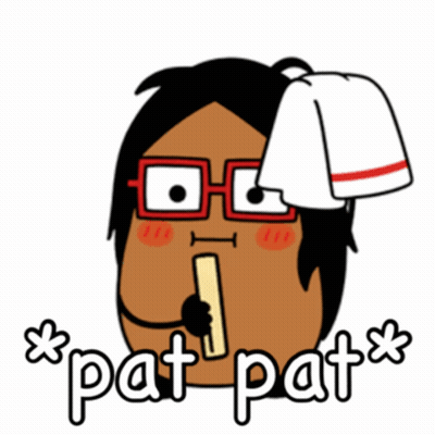Cartoon Person With Glasses And Towel Saying Pat Pat GIF