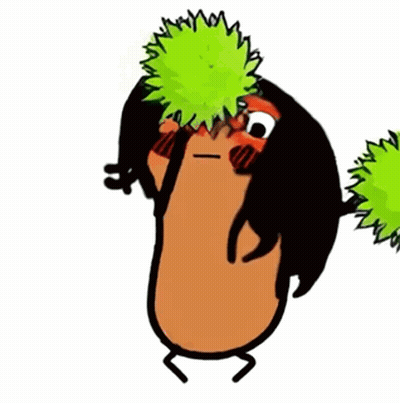 Cartoon Person With Green Pom Poms