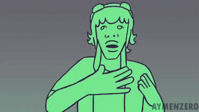 Cartoon Person With Hands On Chest Saying Aymenzero GIF