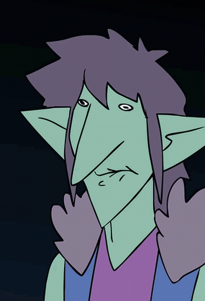 Cartoon Person With Purple Hair And Green Ears GIF