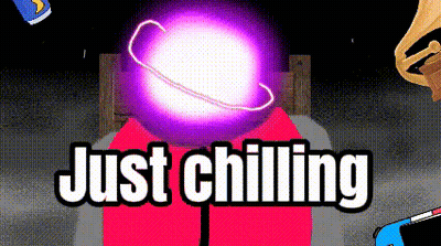 Cartoon Person With Purple Light Saying Just Chilling GIF