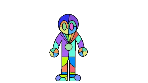 Cartoon Person With Six Arms And Legs Sticker