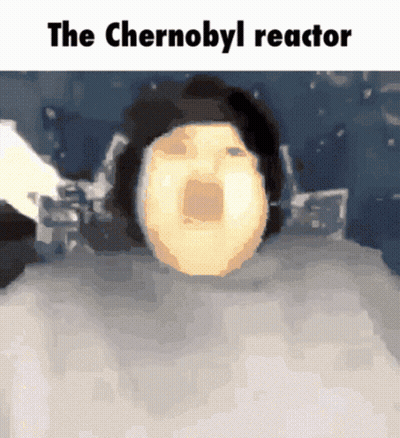 Cartoon Person With The Chernobyl Reactor Above GIF
