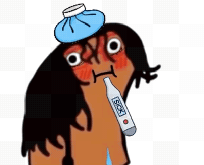 Cartoon Person With Thermometer Saying Sick GIF