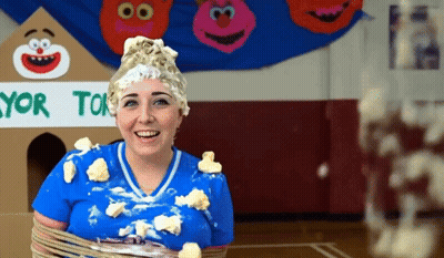 Cartoon Person With White Plate On Head GIF