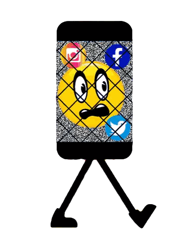 Cartoon Phone With Smiley Face Sticker