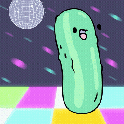 Cartoon Pickle Dancing With Disco Ball GIF