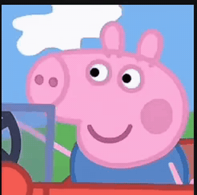 Cartoon Pig Driving Red Car Smiling GIF
