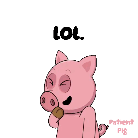 Cartoon Pig Holding LOL Sign Sticker