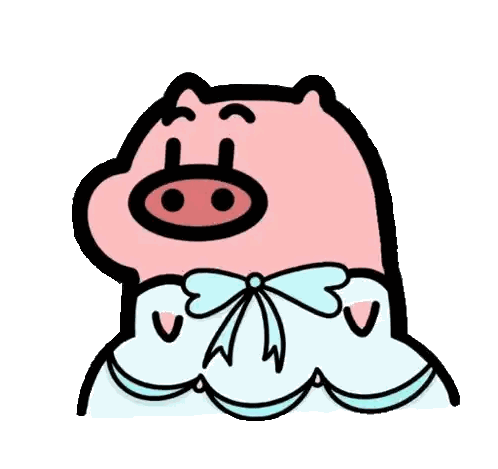 Cartoon Pig In Blue Dress With Bow Sticker