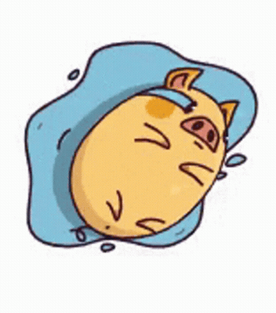 Cartoon Pig Laying In Puddle With Tear GIF