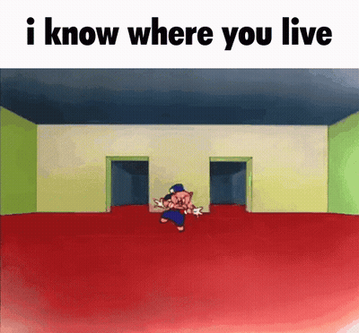 Cartoon Pig Saying I Know Where You Live GIF