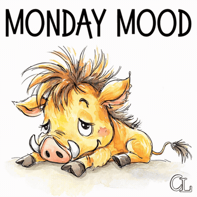 Cartoon Pig Saying Monday Mood