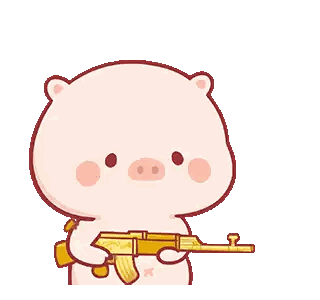 Cartoon Pig Shooting Fireball Gun Sticker