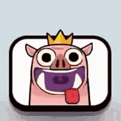 Cartoon Pig Sticking Out Tongue Wearing Crown GIF