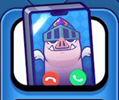 Cartoon Pig Wearing Knight Helmet Talking On Phone GIF