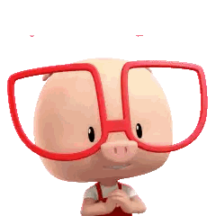 Cartoon Pig Wearing Red Glasses Saying Thank You Sticker