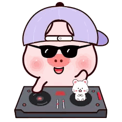 Cartoon Pig Wearing Sunglasses Playing Music Sticker