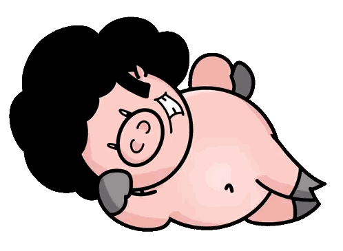Cartoon Pig With Black Head And Pink Body Sticker