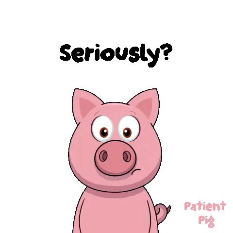 Cartoon Pig With Eyes Closed Seriously Sticker