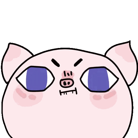 Cartoon Pig With Purple Eyes Sticker