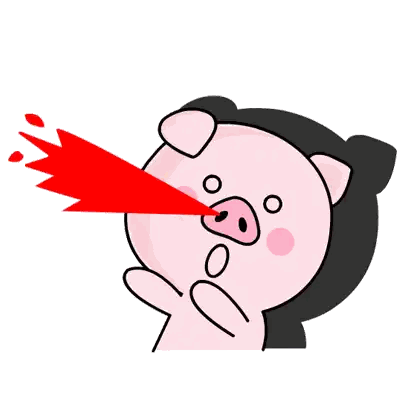 Cartoon Pig With Red Beam Sticker