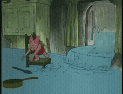 Cartoon Piglet Looking Through Magnifying Glass GIF